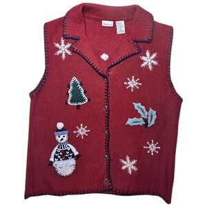 Northcrest Red Holiday Cardigan Vest